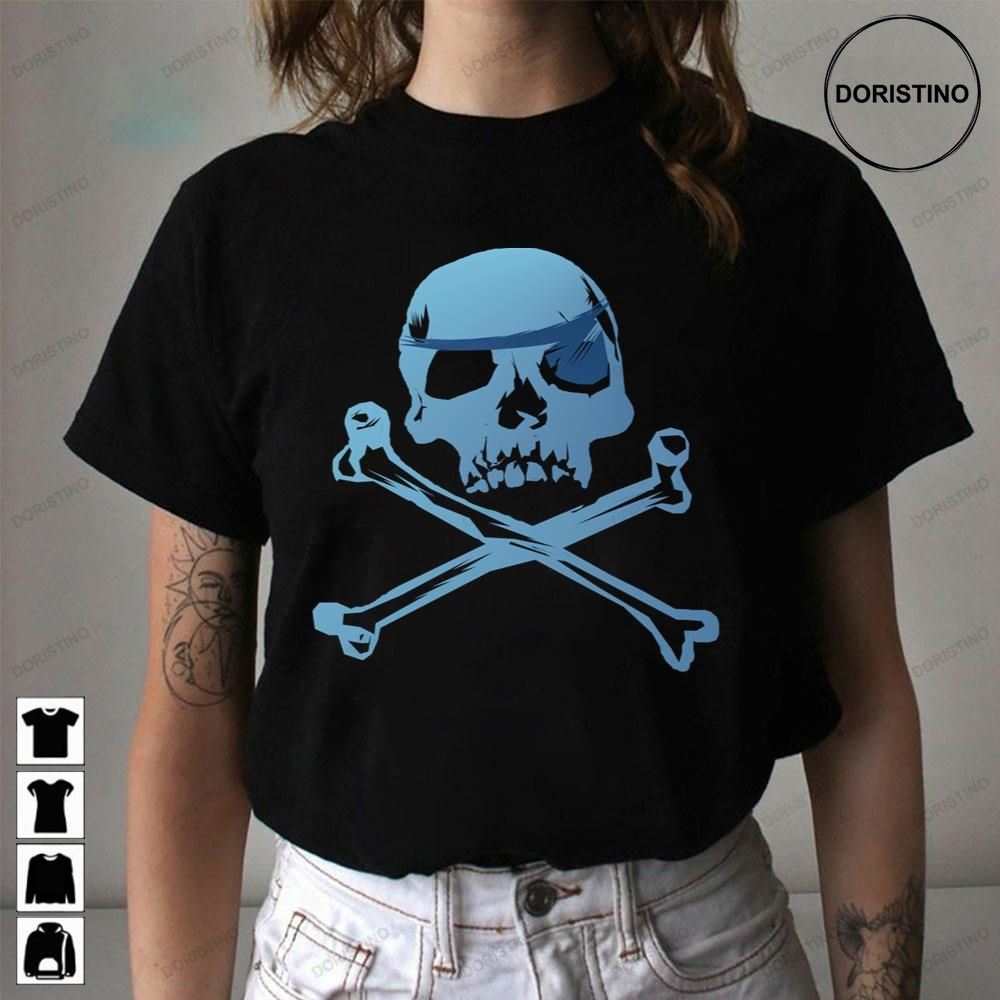 Blue Pirate Skull And Crossbones Awesome Shirts